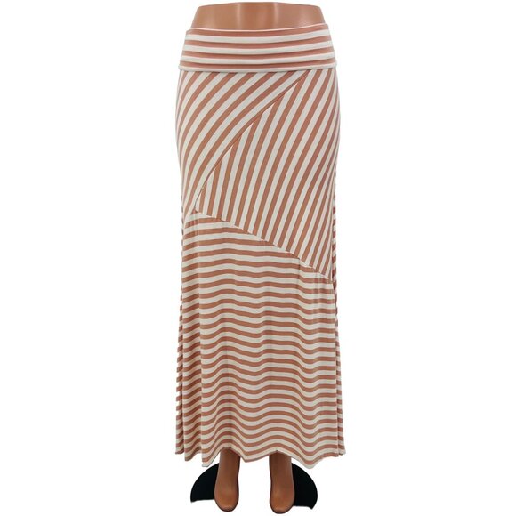 Boutique Dresses & Skirts - Boutique Asymmetrically Striped Fold Over Waist Maxi Skirt